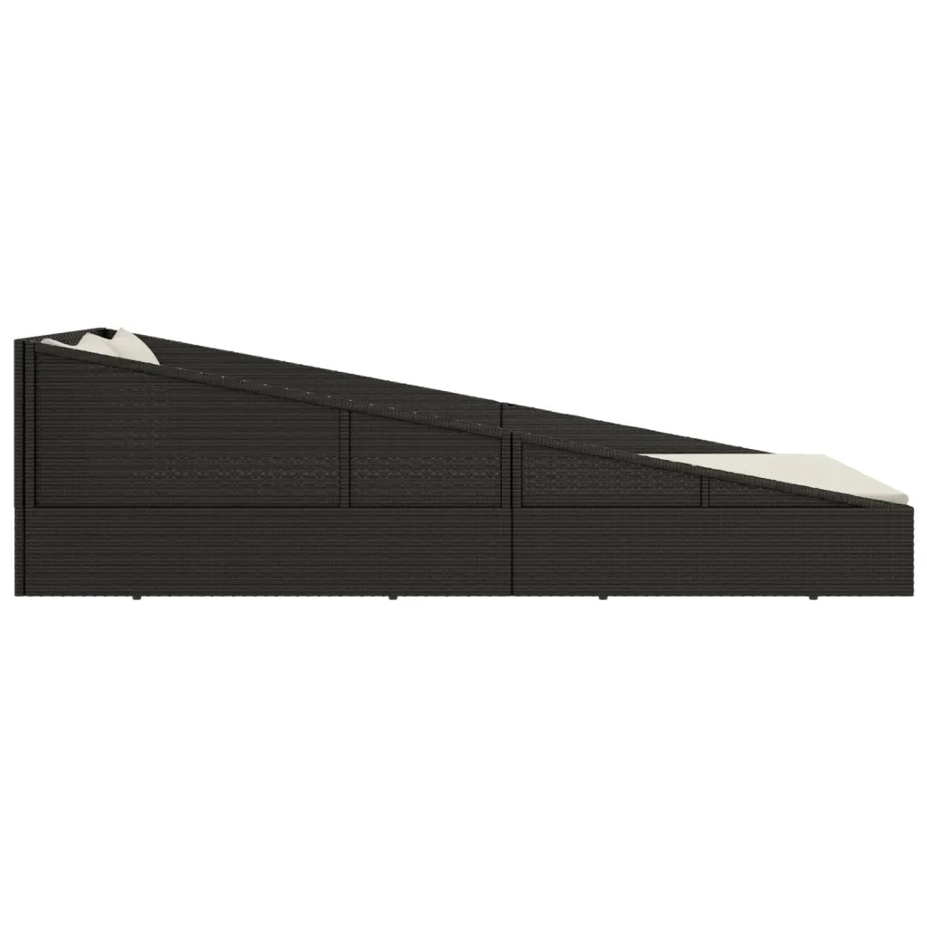 Lettino Prendisole Nero 201x139 cm in Polyrattan cod mxl 73456