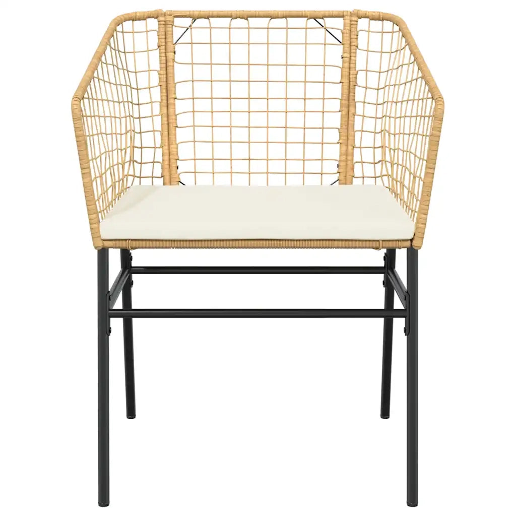 Set da Pranzo da Giardino 9 pz con Cuscini Polyrattan Vetro