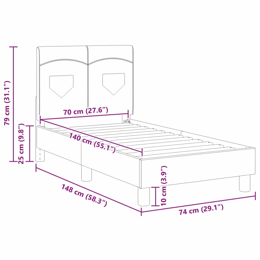Struttura letto per bambini con testata Nero 70 x 140 cm 42010981
