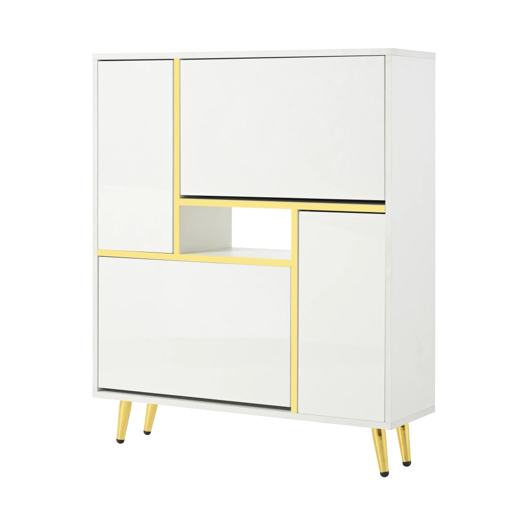 OKWISH Scarpiera con 2 Ante e Ripiani Regolabili, LED a 16 Colori, per Ingresso, in Pannello di Particelle, 80 x 25 x 96 cm