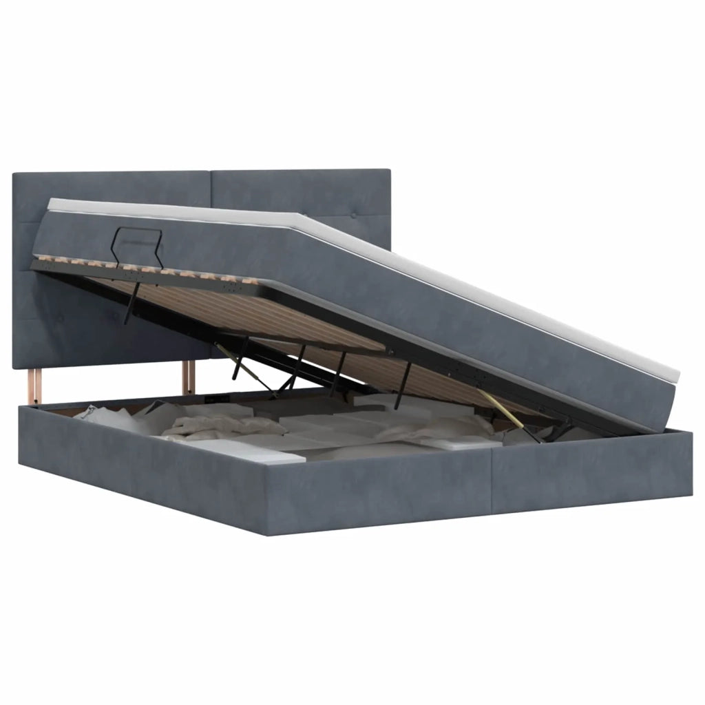 Letto con contenitore e materasso Grigio Scuro 140 x 200 cm 3459694