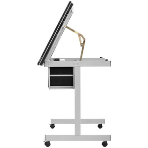 Tavolo da disegno, scrivania inclinabile e regolabile in altezza 104 x 60 x 90 cm piano in vetro 14_0003607