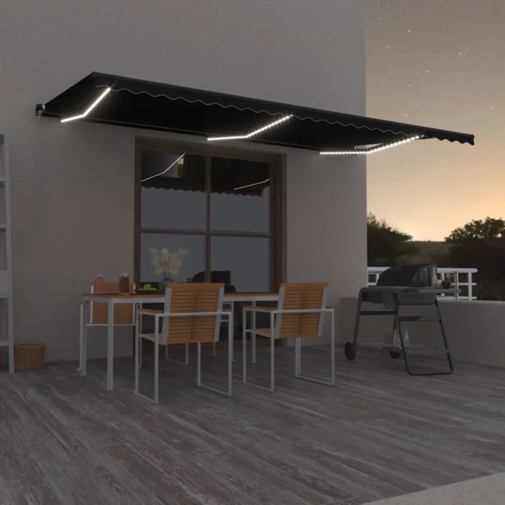 Tenda da Sole Retrattile Manuale con LED 600x350 cm Antracite 3069244