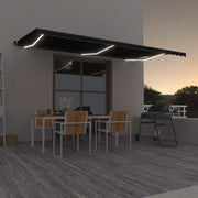 Tenda da Sole Retrattile Manuale con LED 600x350 cm Antracite 3069244