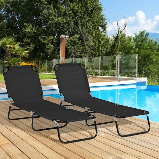 Sedia Ombrellone - Struttura Metallica - Nero - Due Pezzi - Impermeabile