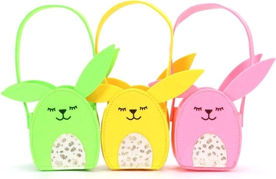 Set di uova di Pasqua con manico, 3 pezzi - Sacchetto di peluche per uova di Pasqua - Per bambini - Sacchetti di Pasqua - Decorazione di Pasqua - Uova di Pasqua colorate