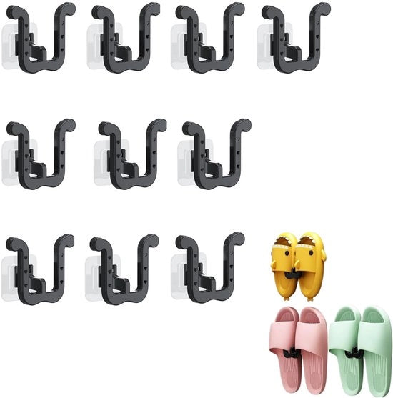 Decalcomanie per scarpe da appendere al muro - Raccogli scarpe - sistema di stoccaggio scarpe - Raccogli scarpe appeso - senza foratura - Raccogli scarpe per muro - Raccogli scarpe - organizzatore scarpe - nero - 10 pezzi