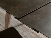 Tavolo da pranzo allungabile rettangolare marmo porcellanato e noce