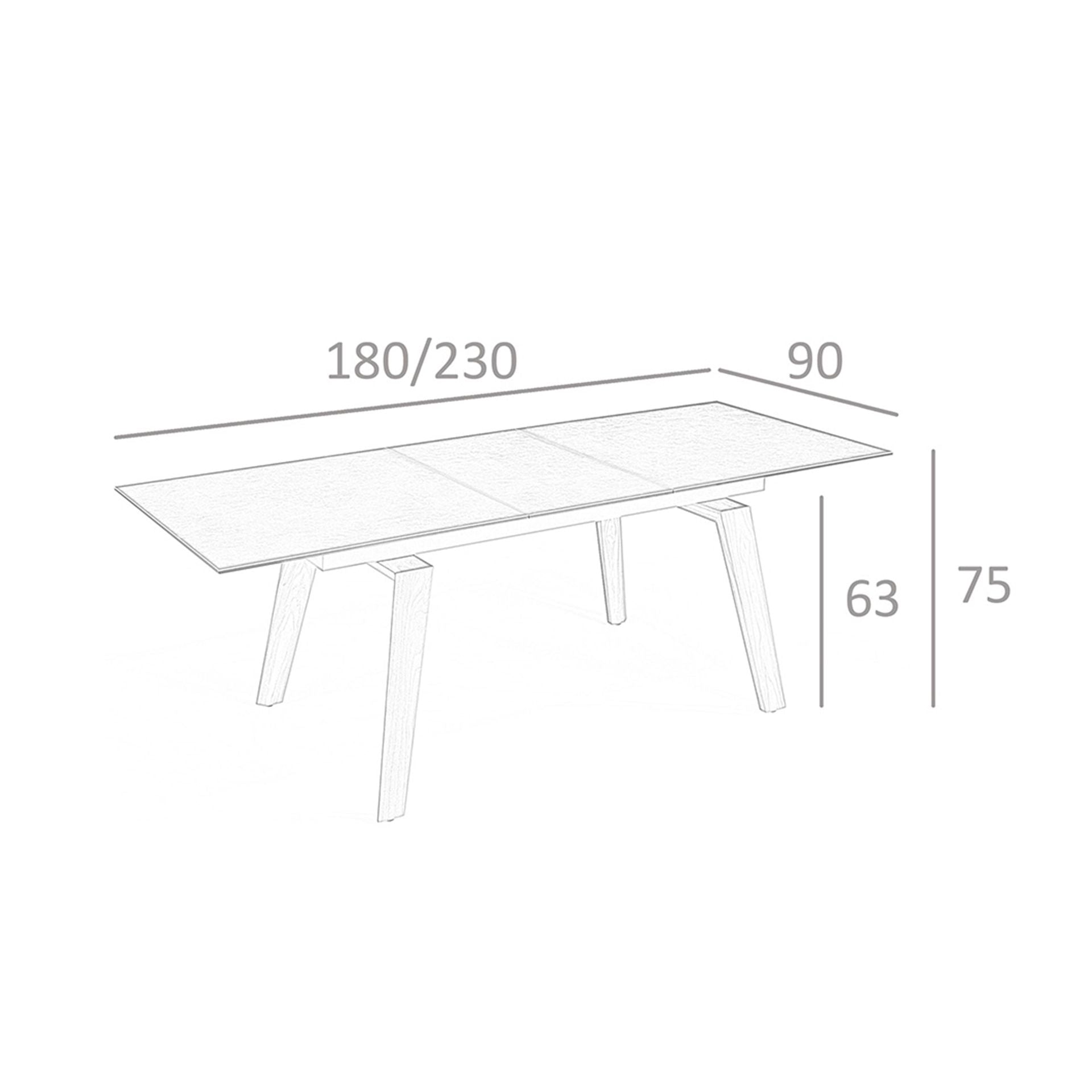 Tavolo da pranzo allungabile rettangolare marmo porcellanato e noce