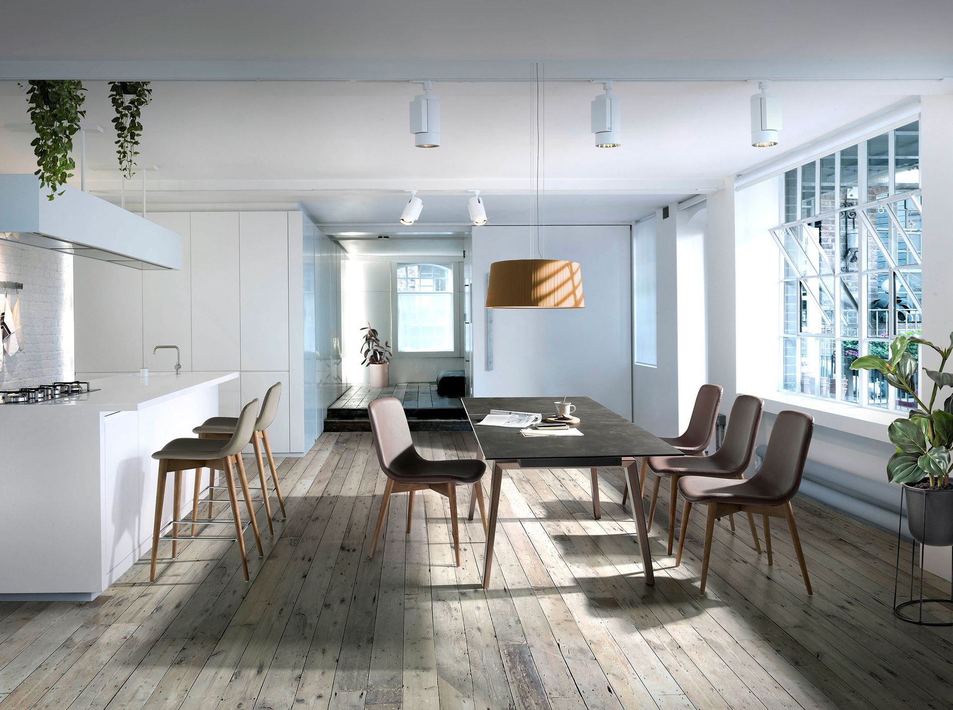 Tavolo da pranzo allungabile rettangolare marmo porcellanato e noce