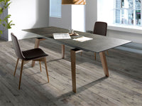 Tavolo da pranzo allungabile rettangolare marmo porcellanato e noce