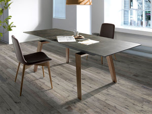 Tavolo da pranzo allungabile rettangolare marmo porcellanato e noce