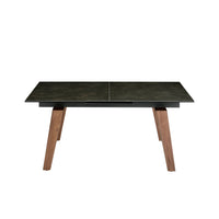 Tavolo da pranzo allungabile rettangolare marmo porcellanato e noce