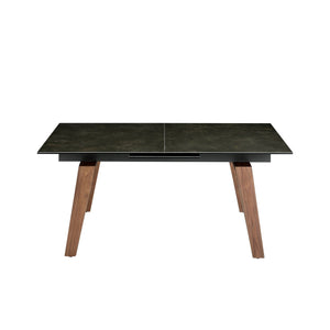 Tavolo da pranzo allungabile rettangolare marmo porcellanato e noce