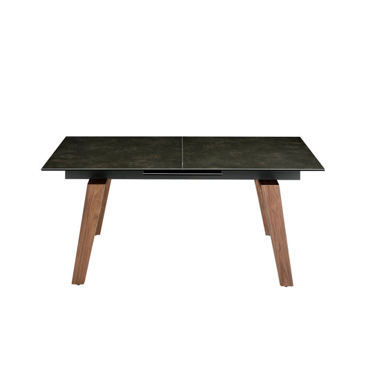 Tavolo da pranzo allungabile rettangolare marmo porcellanato e noce