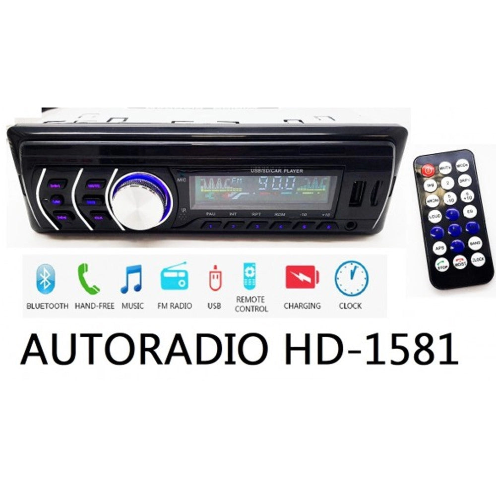 Trade Shop - Autoradio Stereo Bluetooth Fm Auto Mp3 Usb Sd Card Aux Radio Con Telecomando -