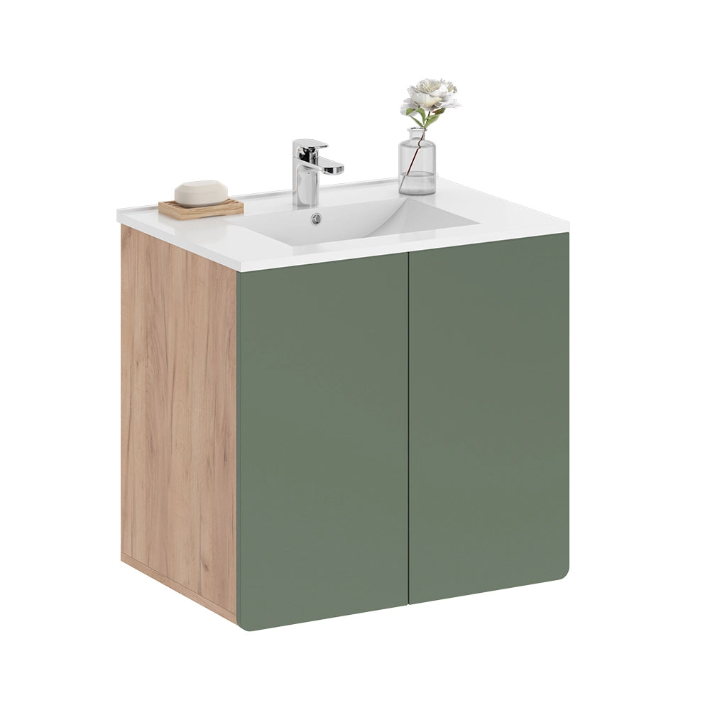 Vicco Set di mobili da bagno Goldkraft rovere/verde