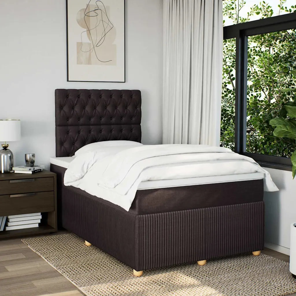 Giroletto a Molle con Materasso Marrone Scuro 120x190cm Tessuto
