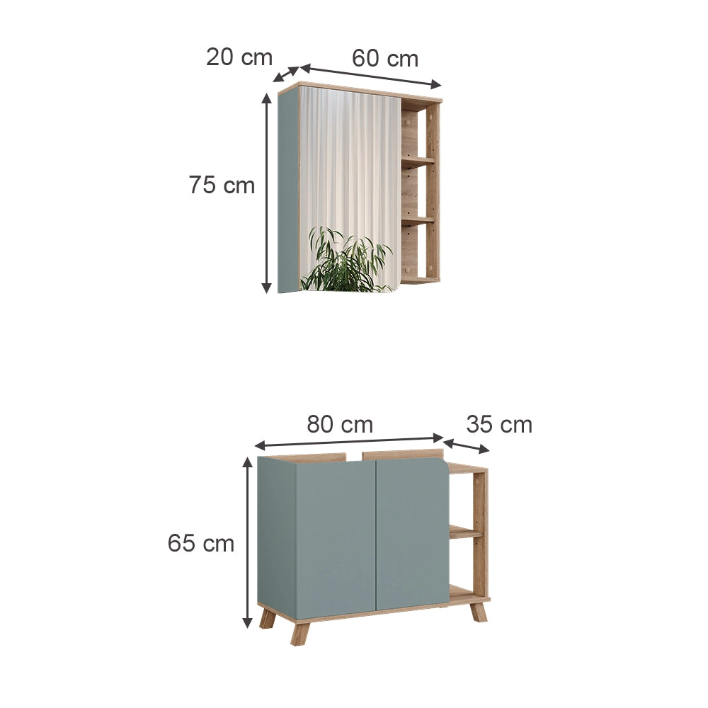 Vicco Set di mobili da bagno Sonoma/blu 2 parti