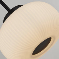 Lampadario Contemporaneo Lumina Acciaio Bianco Vetro Nero 3 Luci E27
