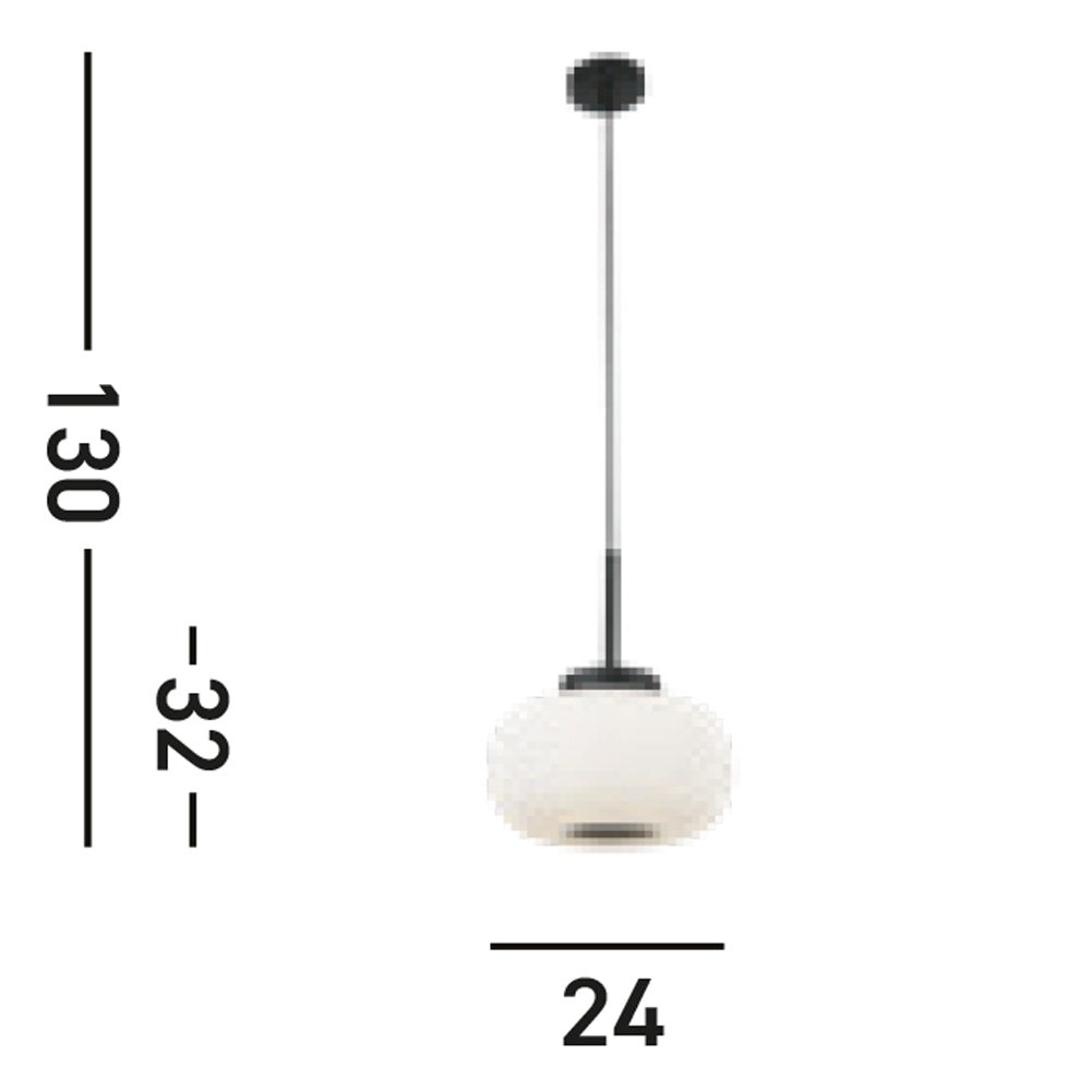 Sospensione Contemporanea Lumina Acciaio Bianco Vetro Nero 1 Luce E27