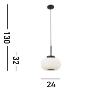 Sospensione Contemporanea Lumina Acciaio Bianco Vetro Nero 1 Luce E27