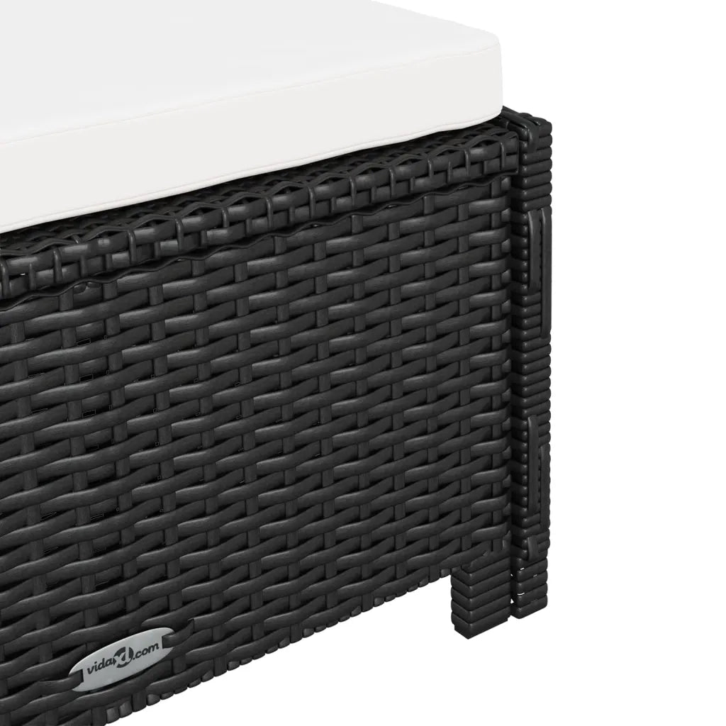 Lettino Prendisole | Sdraio da giardino | Lettino da sole con Cuscino Bianco Crema in Polyrattan Nero