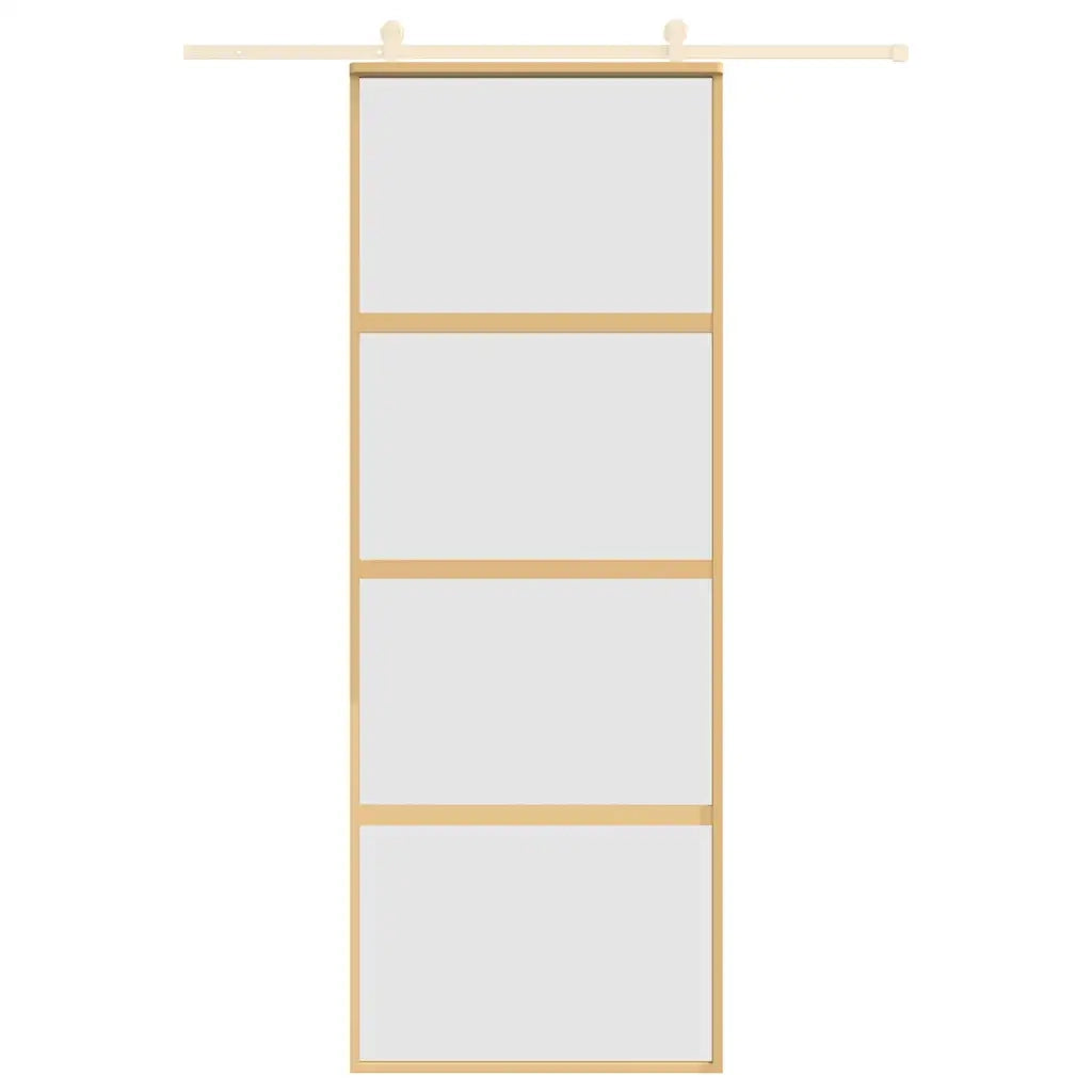 Porta Scorrevole Dorata 76x205 Vetro Smerigliato ESG Alluminio 155181