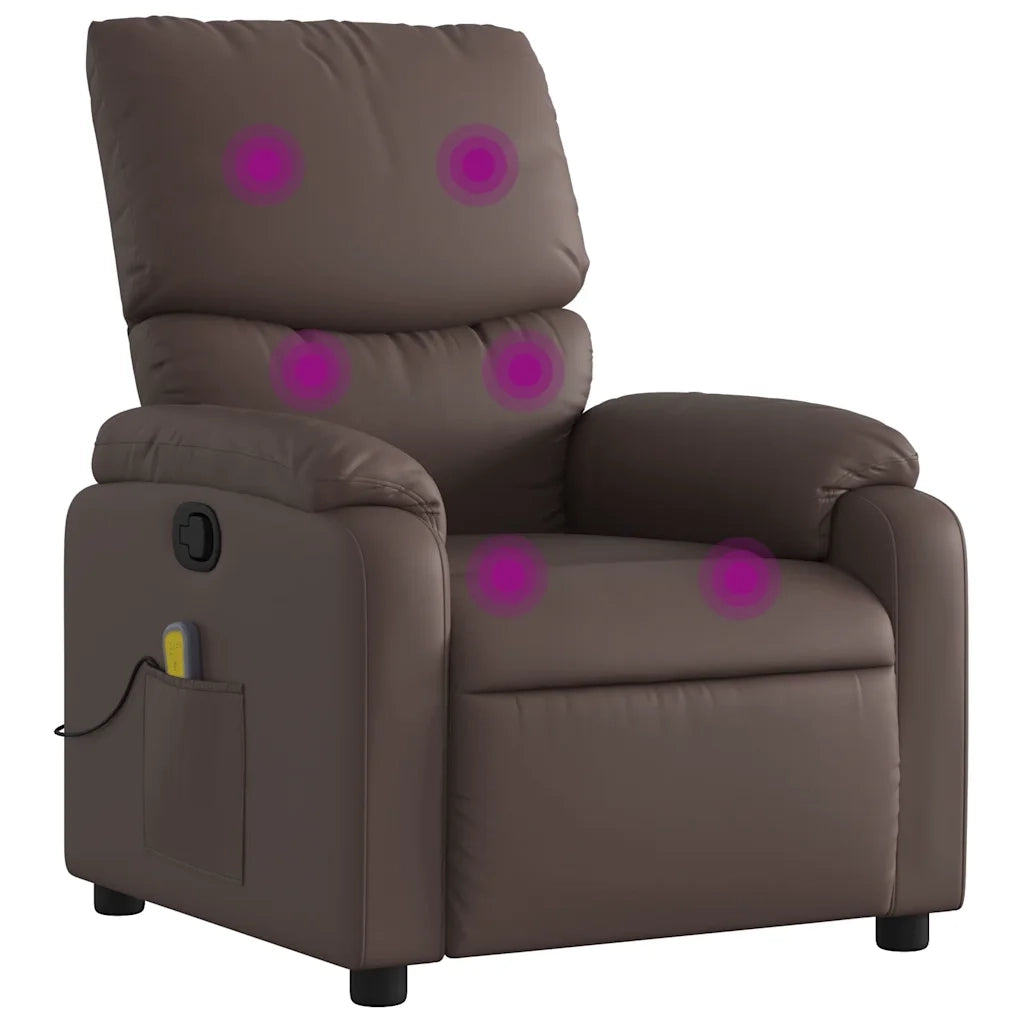 Poltrona Massaggiante | Sedia Relax Reclinabile marrone in Similpelle