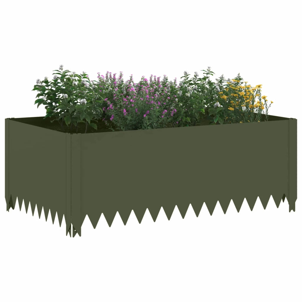 Bordura per Prato 100 x 60 x 35 cm Acciaio Verde Oliva 8008951