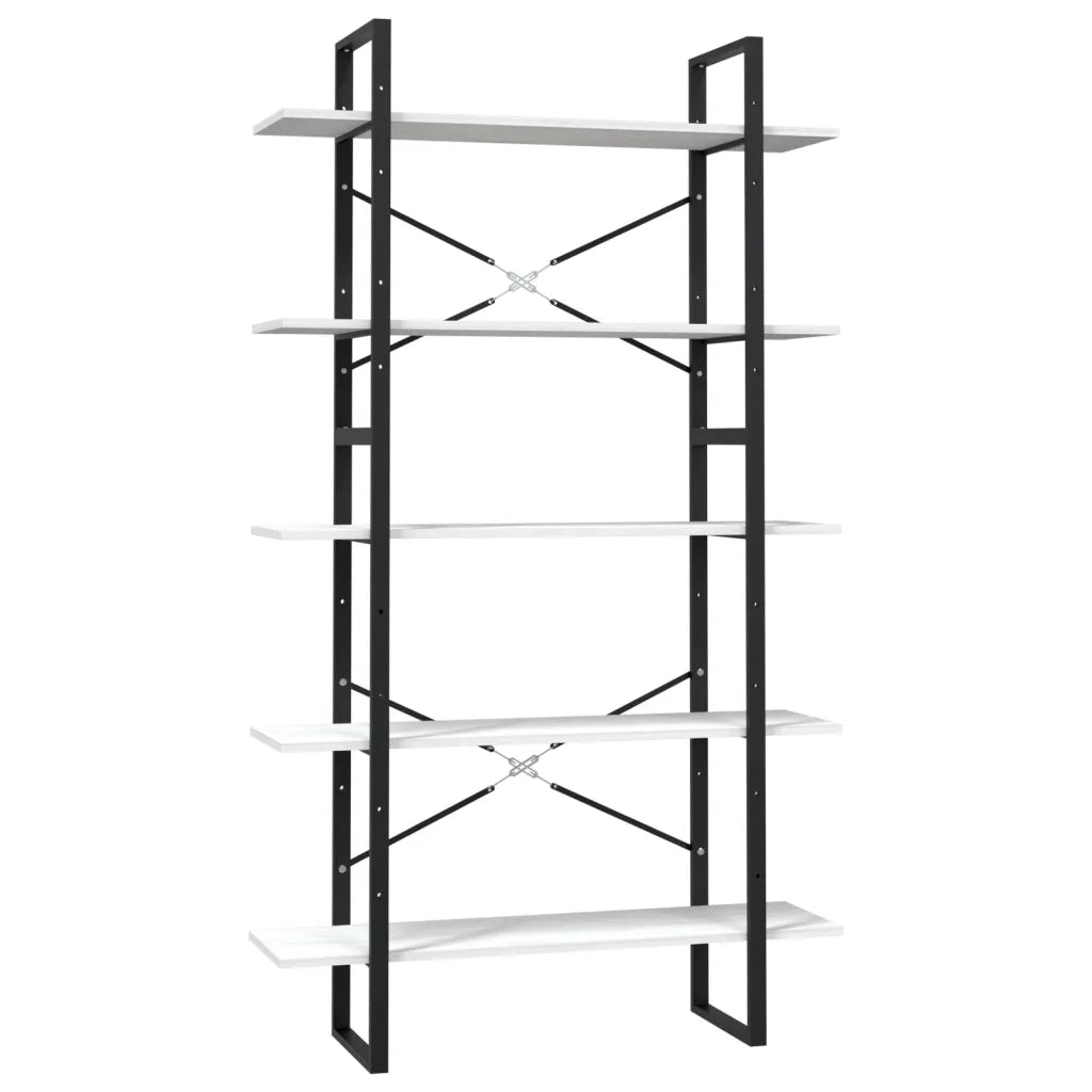 Libreria a 5 Ripiani-Scaffale per Libri-Mobile di Stoccaggio Bianca 100x30x175 cm in Legno di Pino
