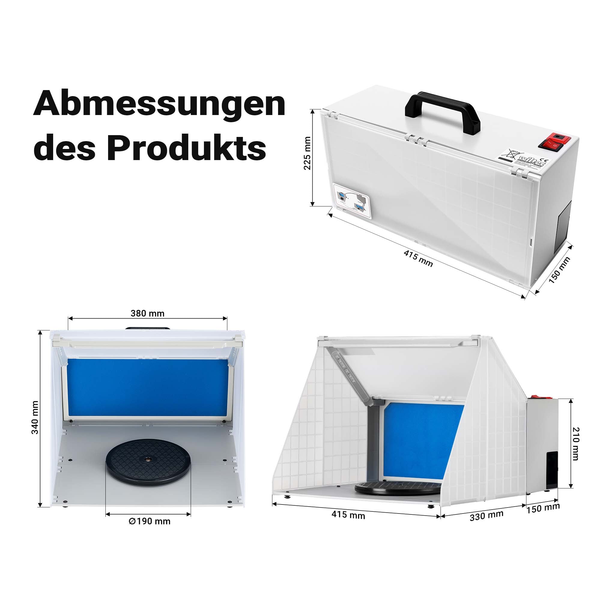 Cabina di aspirazione per verniciatura ad aerografo 4 m³/min Aspiratore Estrattore con luce