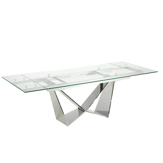 Tavolo da pranzo allungabile rettangolare vetro temperato e acciaio cromato