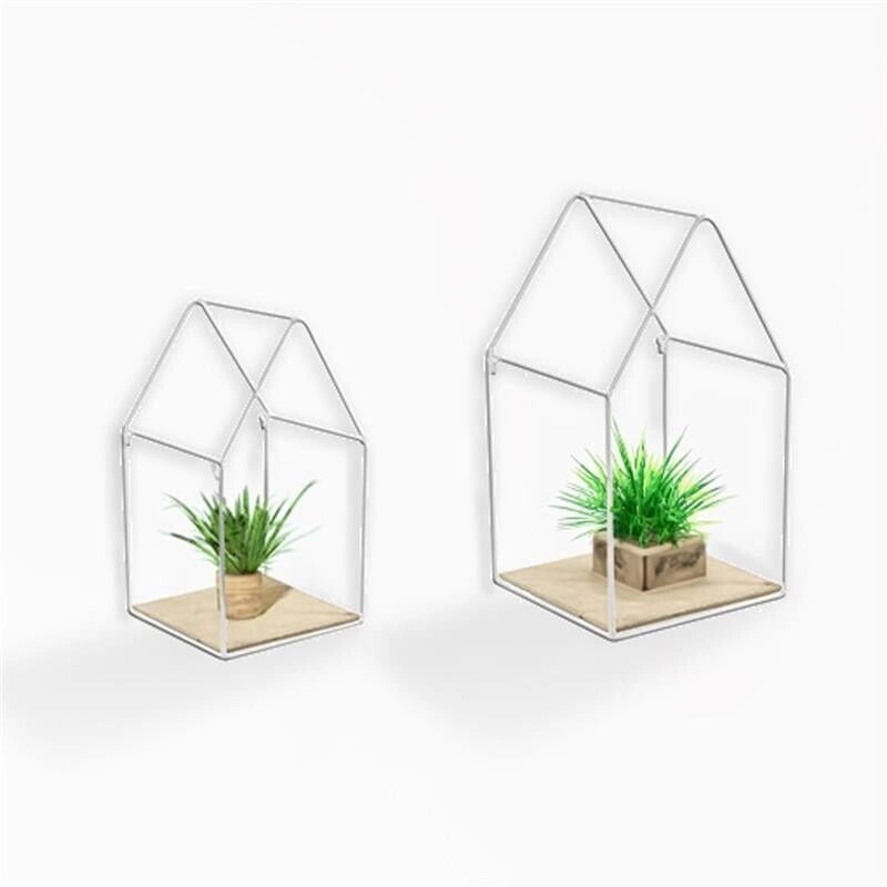 SET 2 BACHECHE STILE INDUSTRIAL 20-15CM CON DESIGN A CASETTA STRUTTURABIANCA