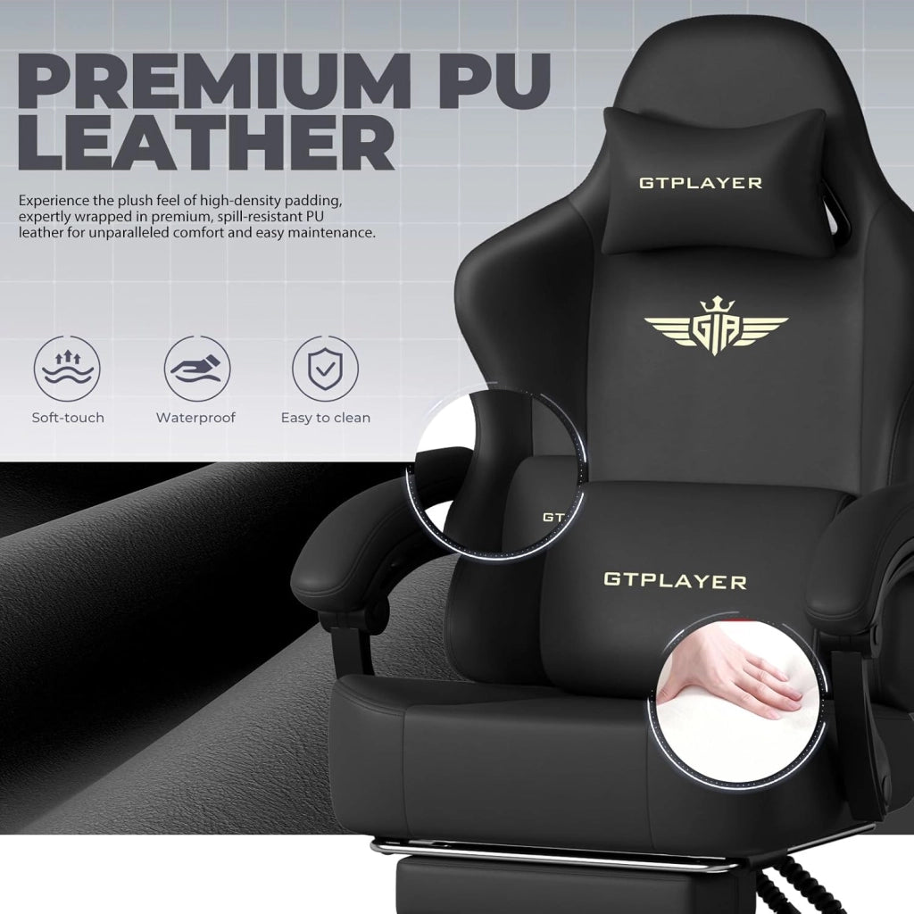 Sedia da gioco, traspirante, sedia da ufficio, ergonomica, in tessuto di alta qualità, ergonomica, schienale regolabile a 160°, poggiapiedi estraibile,carico 180 kg,nero