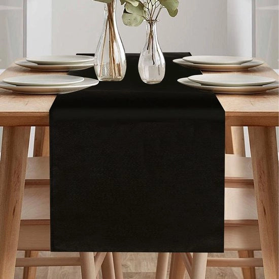 Tavolo da pranzo moderno con motivo di farfalla, tavolo da pranzo lavabile, tavolo da pranzo con aspetto di lino, tavolo da pranzo impermeabile all'acqua, tavolo da pranzo per sala da pranzo, festa, decorazione da vacanza (nero, 40 x 140 cm)