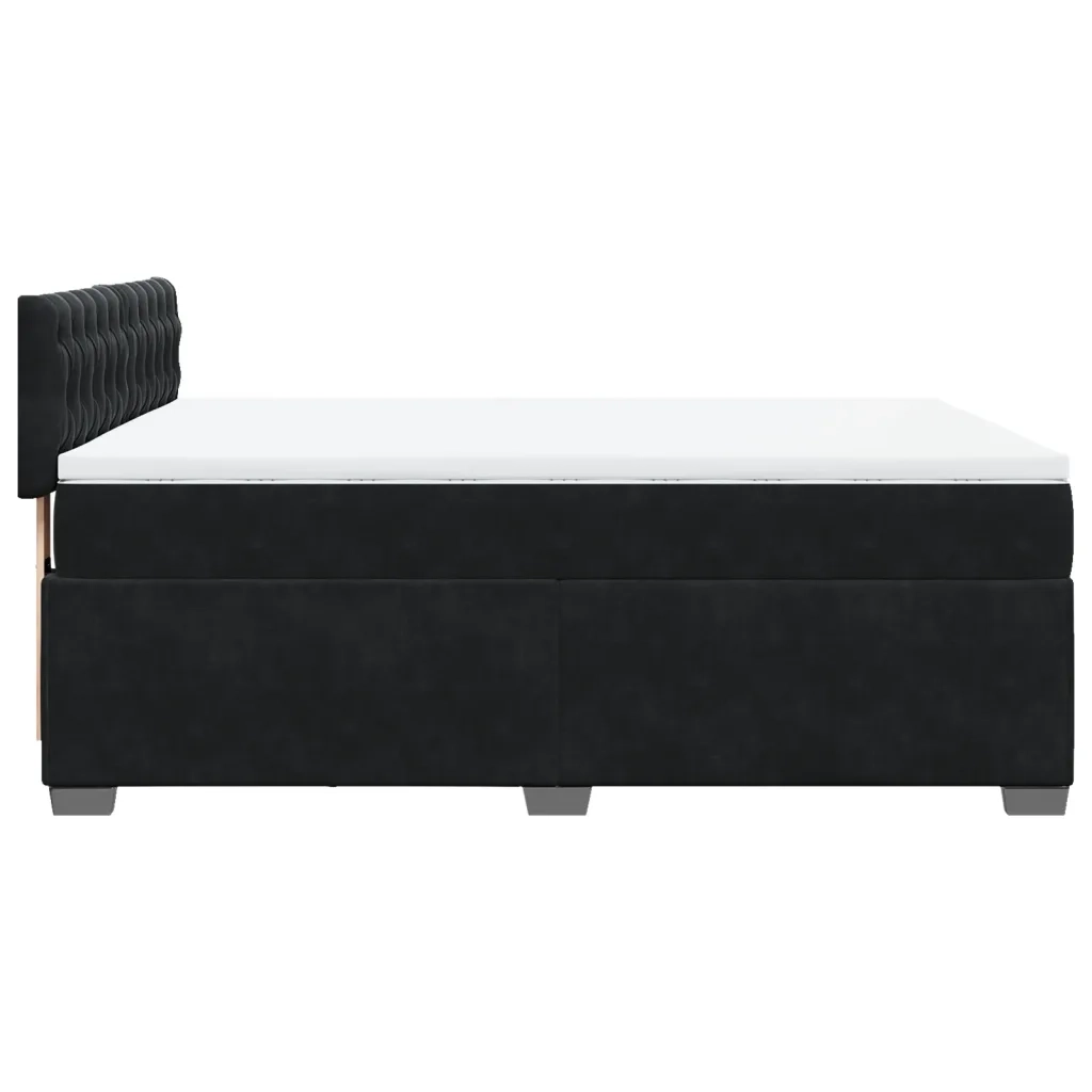 vidaXL Giroletto a Molle con Materasso Nero 160x200 cm in Velluto