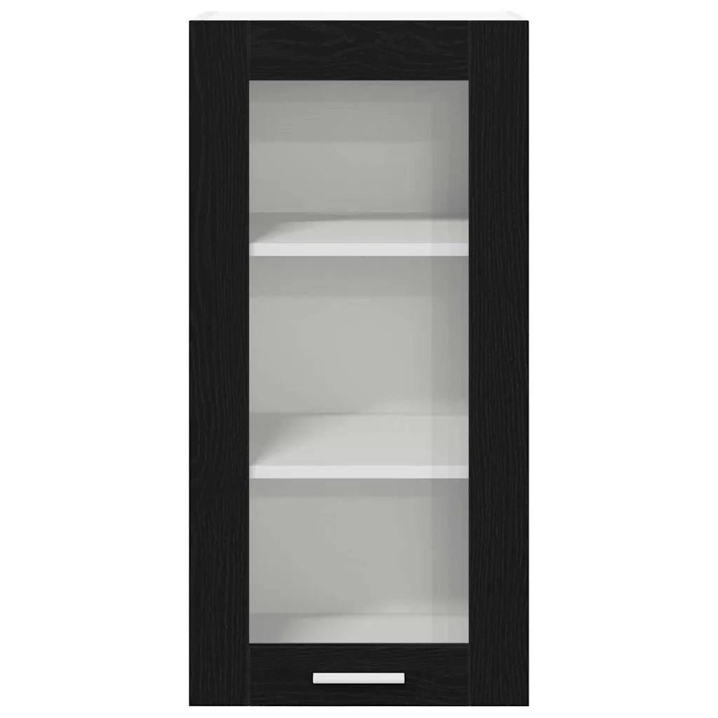 Armadio pensile con porta 2 pcs Rovere Nero 40 x 31 x 80 cm