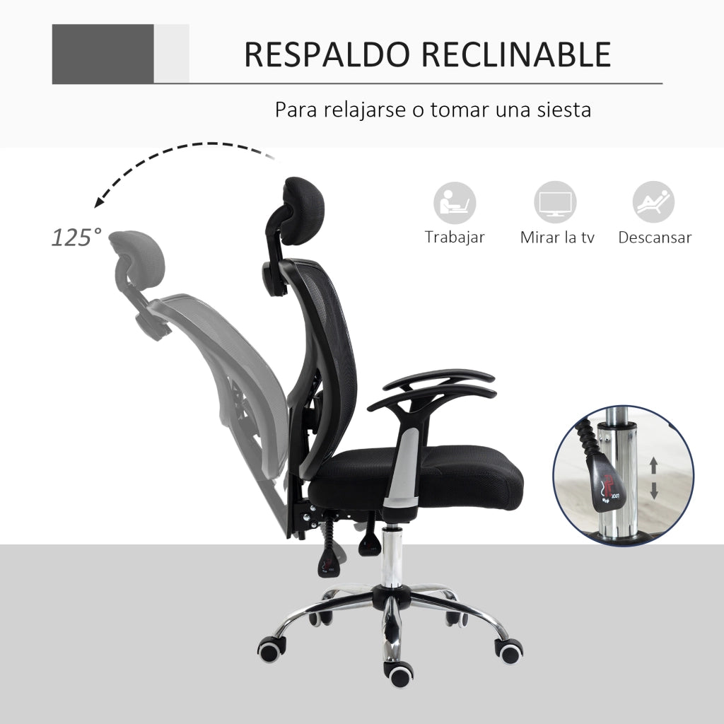 Sedia da Ufficio Girevole con Schienale Regolabile ¨C Minimal ¨C Nero, Rete, Regolazione Altezza