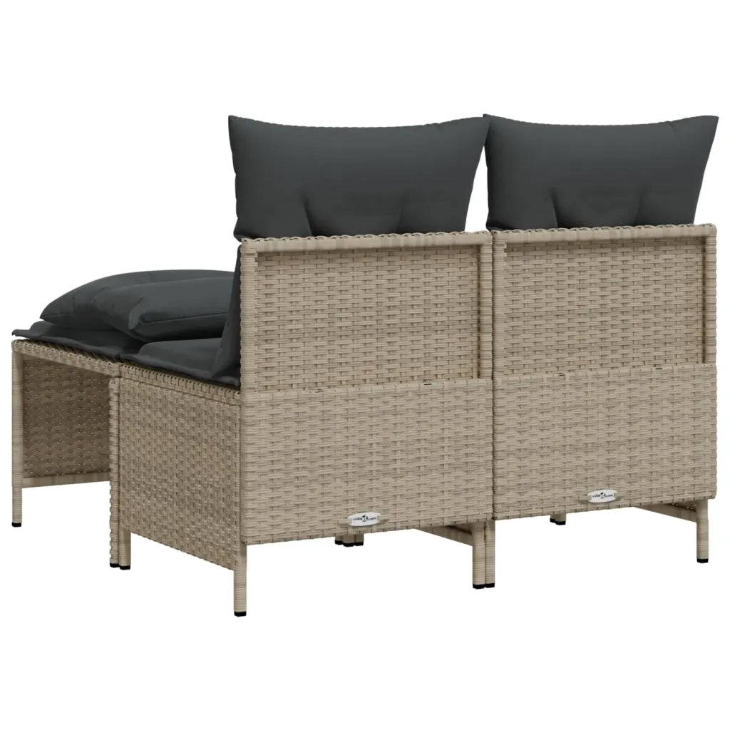 Set Divano da Giardino 4pz | Set Salotto da Giardino con Cuscini Grigio Chiaro Polyrattan
