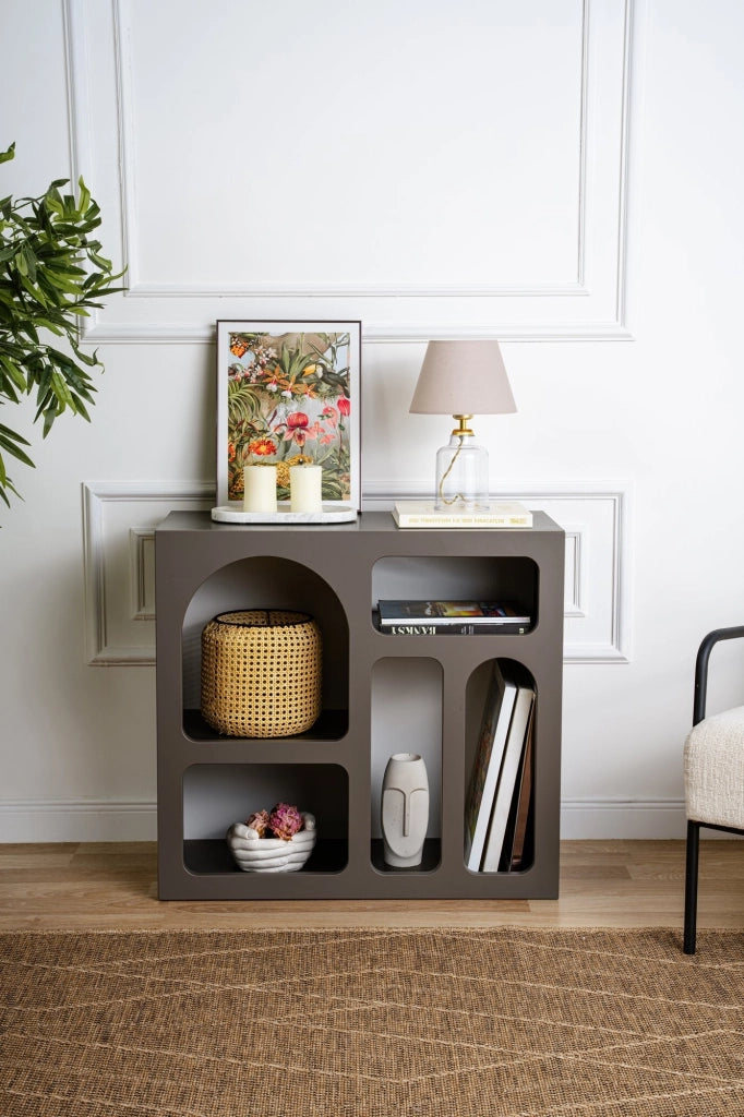 Credenza in legno "Lessa" - 80 x 37 x 74 cm - Grigio antracite