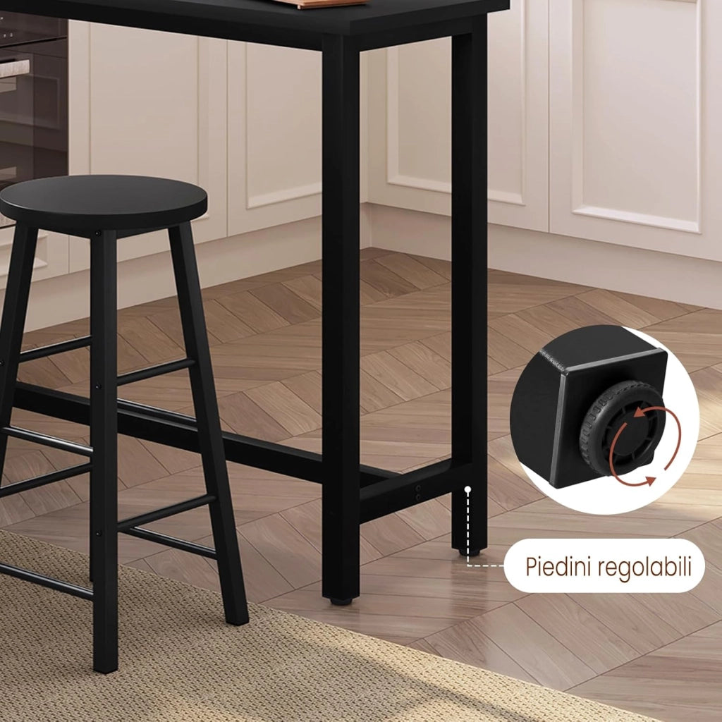 Tavolo da Bar Rettangolare Alto Tavolino Bancone per Cucina in Metallo Legno 120x40x100 cm