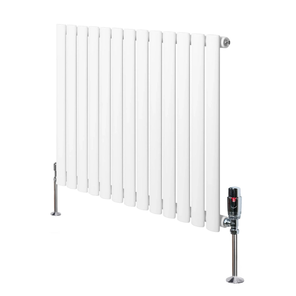 Radiatore Orizzontale Ovale 600x780mm Bianco con Valvole TRV