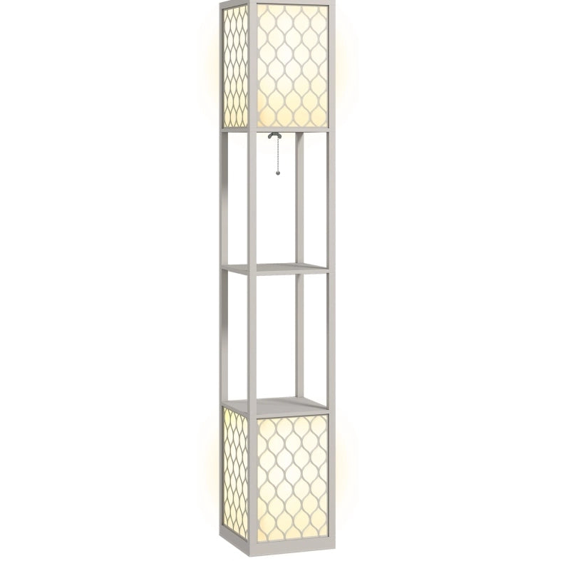 Lampada da terra ULEVR 26x26x156 cm con 2 ripiani e interruttore a catenella, grigio chiaro