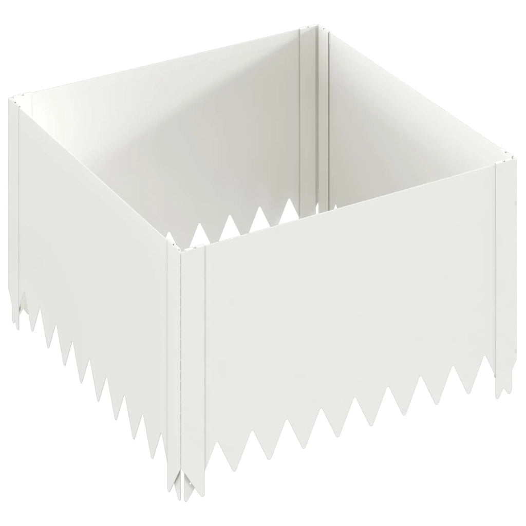 Bordura per Prato 4 pz 60 x 60 x 35 cm Acciaio Bianco 8008920