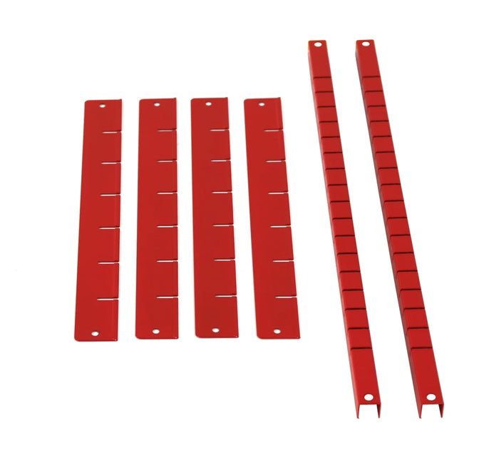 Divisori per cassetti, set rosso, per carrelli da officina
