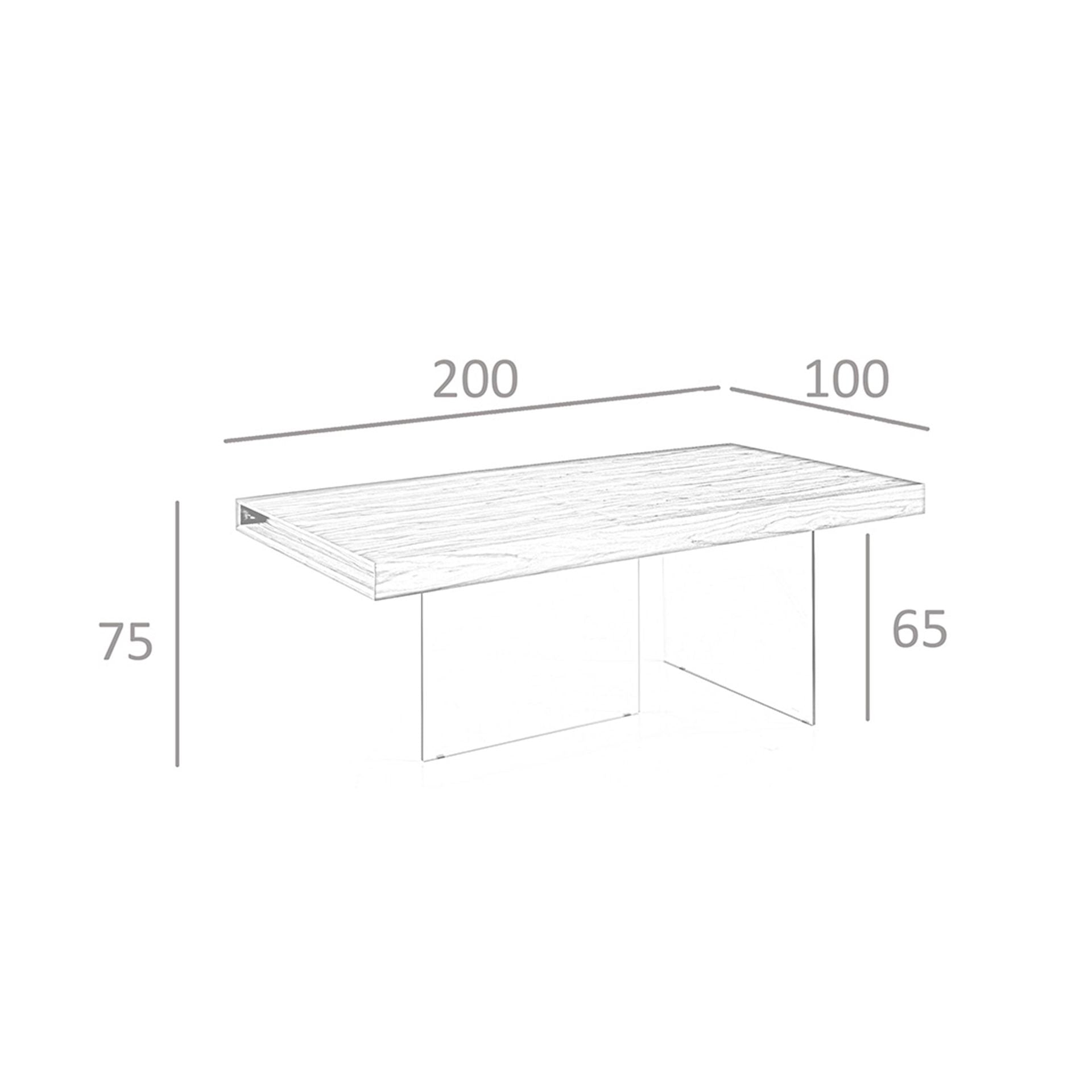 Tavolo da pranzo rettangolare noce e vetro temperato