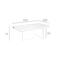 Tavolo da pranzo rettangolare noce e vetro temperato