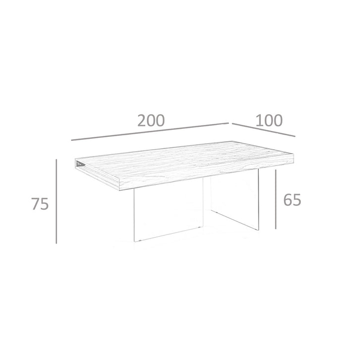 Tavolo da pranzo rettangolare noce e vetro temperato