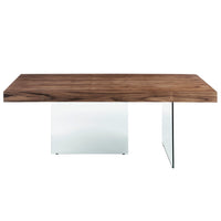 Tavolo da pranzo rettangolare noce e vetro temperato